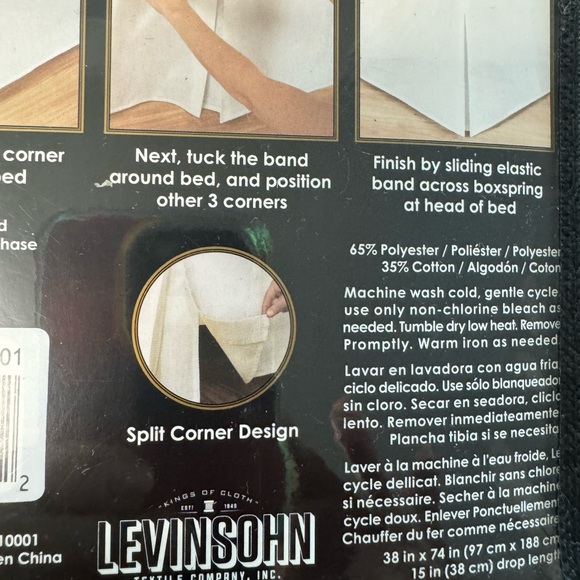 TWIN WONDER SKIRT BED SKIRT EASY ON IVORY 15” DROP SPLIT CORNER DESIGN NIP - Picture 5 of 5